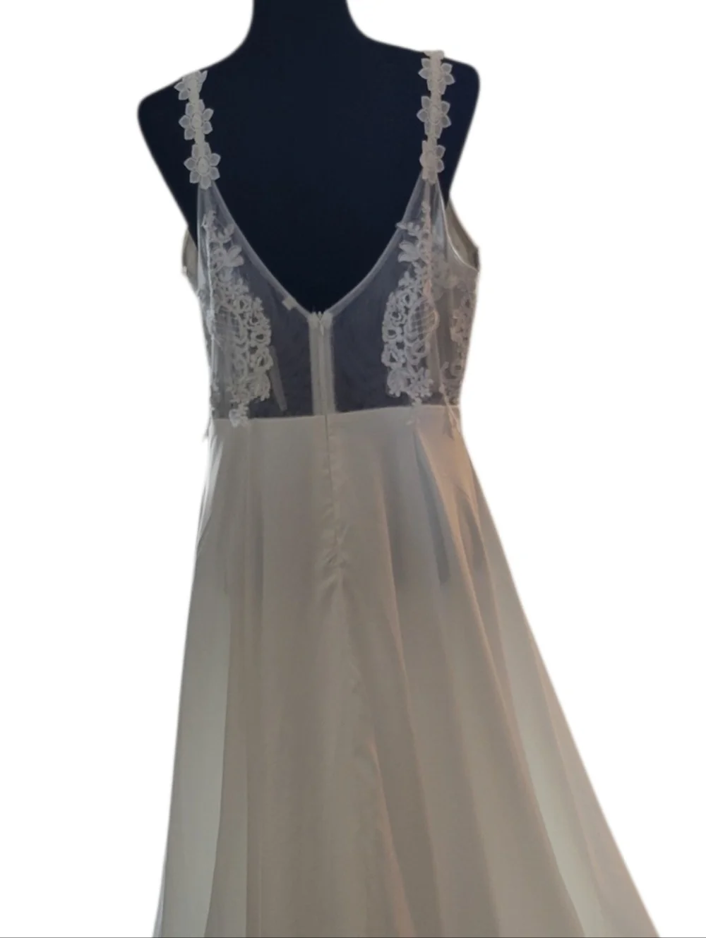 Wedding Gown White With Lace Bodice‎  5' Train Gorgeous Back Size XL
